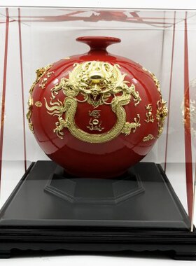 漆线雕大苹果瓶天地方圆厦门摆件工艺礼品乔迁搬家开业送礼三五龙