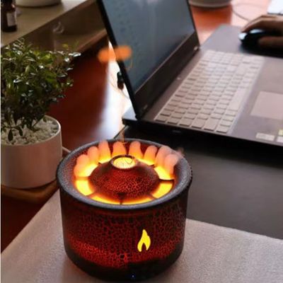 火焰全裂纹火山加湿器家用吐烟圈香薰机扩香机香氛机静音水母香薰