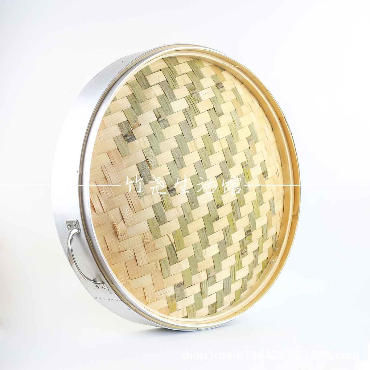 铝蒸笼大蒸笼45/50/55商用铝皮竹制手工竹编笼屉大包子蒸屉馒头