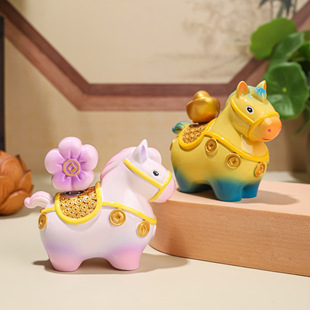 寺庙同款小马福福摆件 生肖马转转乐 客厅桌面装饰 招财纳福礼物