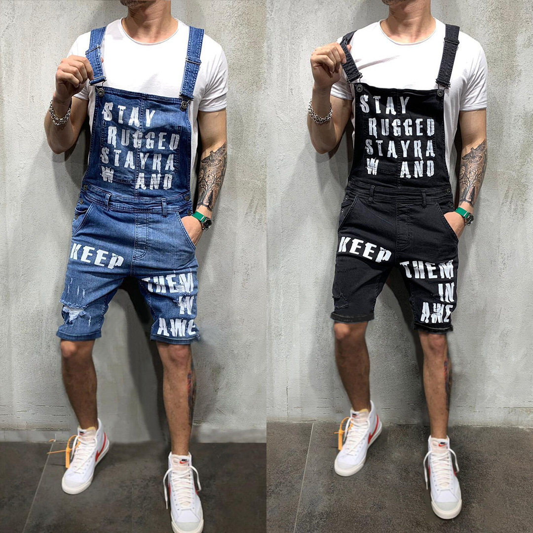 Wish时尚男士的吊带牛仔