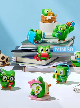 现货正品名创MINISO多邻国随地大小学系列手办盲盒潮玩摆件礼物女