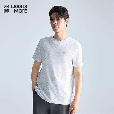 【字母满印】利郎青年商务短袖t恤2026夏季时尚圆领休闲时尚短t男
