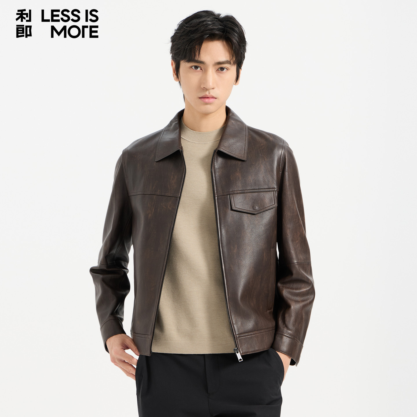 【商场同款】利郎青年商务真皮皮衣男2026秋季时尚休闲轻奢外套男