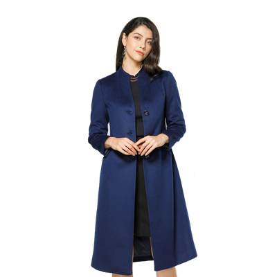 玫而美时尚宝蓝大气显瘦羊毛大衣