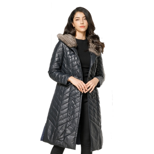 玫而美皮羽绒服女品牌真皮中年妈妈绵羊皮收身大摆皮棉服