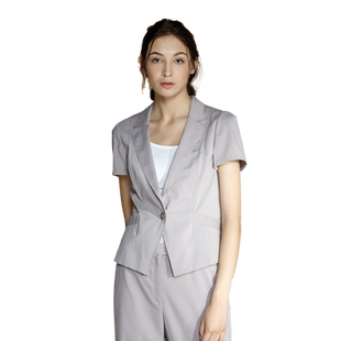 玫而美品牌专柜时尚修身显瘦灰色小西服女夏季薄款外套MXSM13600