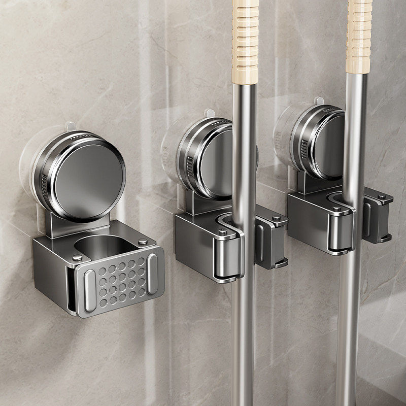 吸盘拖把架拖把壁挂夹扫把挂钩免打孔卫生间浴室门后收纳架子神器