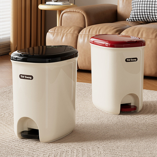 垃圾桶家用高档轻奢创意脚踩带盖子大容量客厅厨房化妆室厕所双开