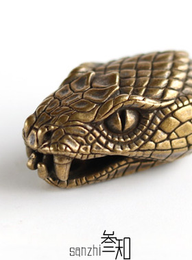 复古黄铜DIY蛇头项链吊坠