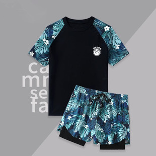 游泳裤 男大码 泡温泉上衣男款 泳裤 备全套 泳衣男士 防尴尬游泳装 套装