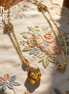 视频同款丨幸运星花珀项链