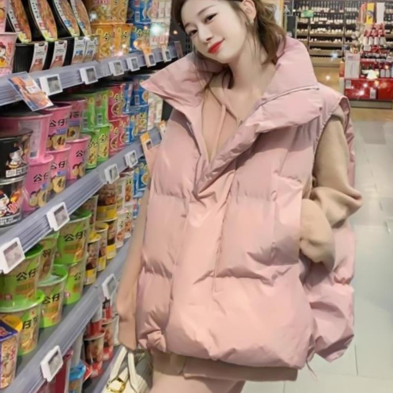 羽绒棉马甲厚外套女新款秋冬季配马夹