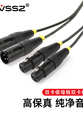 REAN镀金卡侬公转母双卡农XLR立体声音频线双声道功放调音台两个