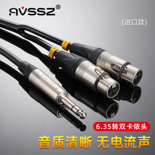 佳耐美一拖二音频线6.5转双卡侬公母莲花大二芯分左右声道音箱线