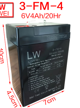 LW赛克达创耐儿童电动车电瓶3FM4三轮摩托玩具汽车12V6V4.5蓄电池