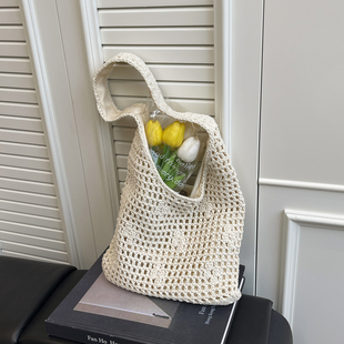 大容量编织包包女2026新款春夏时尚单肩包海边度假草编包托特大包