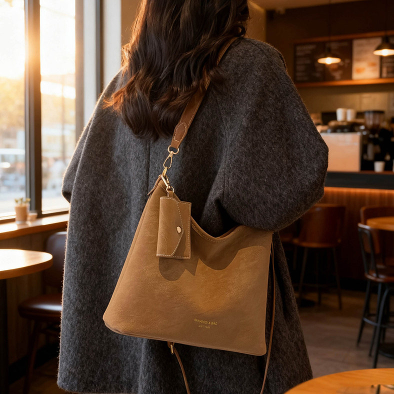 高级感小众复古单肩包腋下包2025新款秋冬超火时尚通勤斜挎水桶包