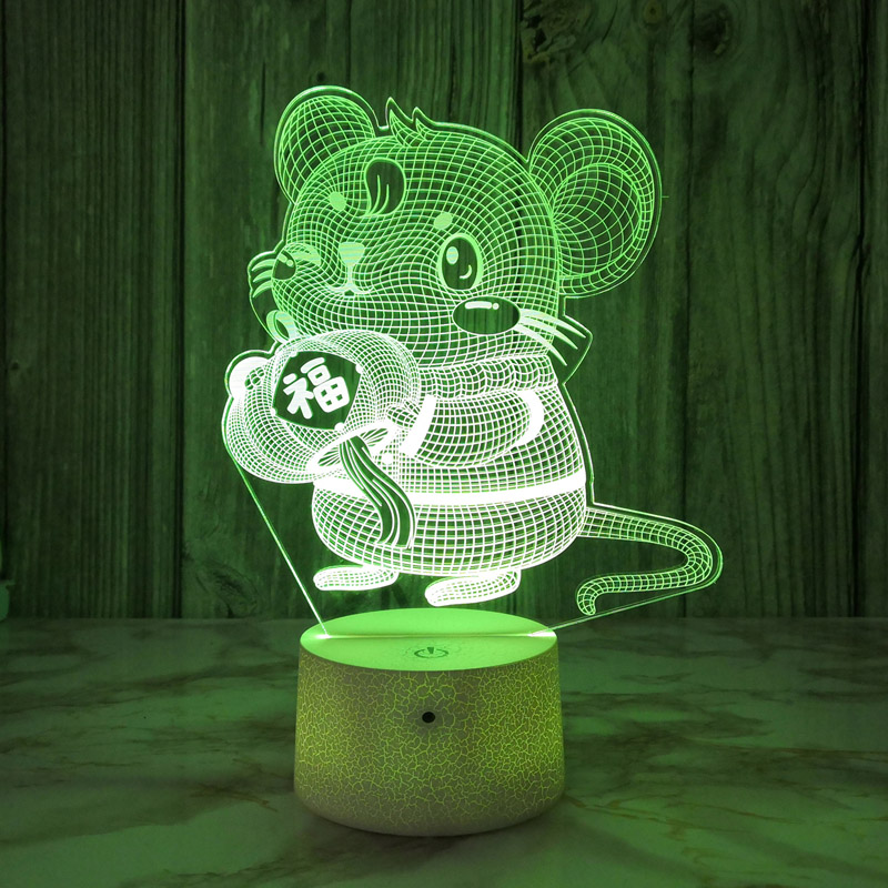 创意老鼠3d小夜灯插电触控台灯