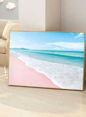 起贝现代简约客厅蓝色大海装饰画北欧玄关走廊挂画落地画沙滩壁画