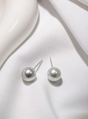 fever同款澳白多麻强光大颗圆珍珠耳钉高级感独特S925银针防过敏
