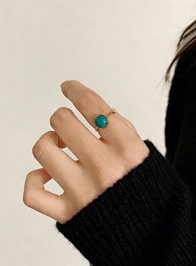复古轻奢绿松石戒指钛钢不掉色