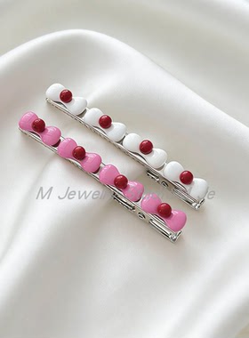 法式珐琅釉拼色蝴蝶结发夹发卡圆边两侧边夹一字夹森系公主风头饰