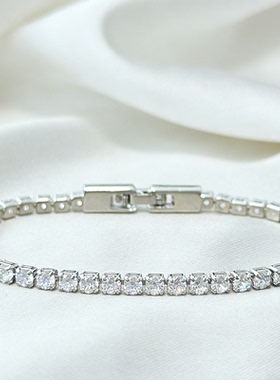 爆闪轻奢排钻方圆锆石手链女网球形满钻手串高级感叠戴精致设计感