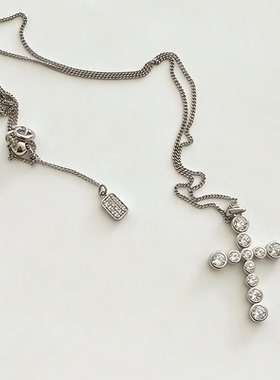 韩小众潮牌AUM家十字架吊坠项链女抽拉明星同款ins风巨好看送礼物