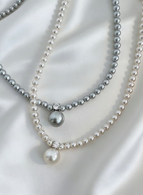 满圈韩国小米珠白色戴妃珍珠项链女叠戴款小众轻奢风送妈妈礼物