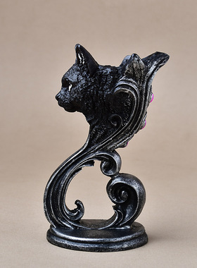 小黑猫树脂工艺品摆件家居桌面创意装饰水晶球底座跨境新品批