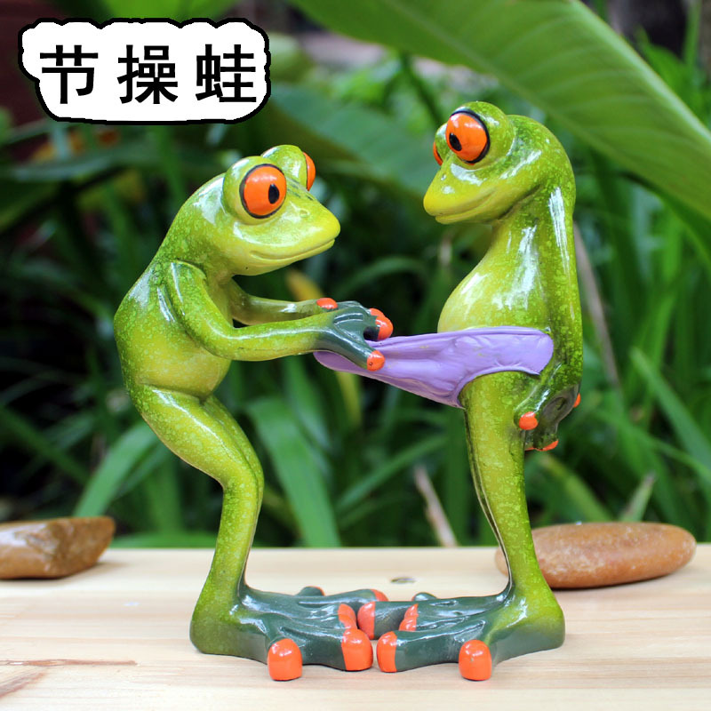 节操蛙新款新奇特树脂工艺品学生生日送礼瑜伽青蛙摆件奇葩礼品