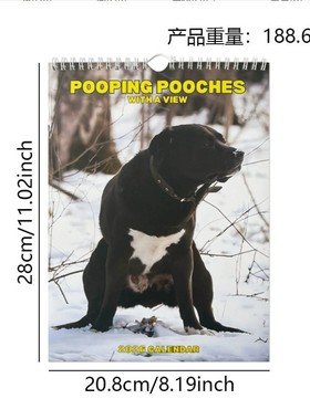 跨境新款 2026PooPing Dogs Wall Calendarr 雪地狗狗拉屎日历