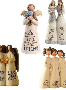 跨境姐妹友谊雕塑 Friend Angel Figurine树脂工艺品摆件桌面饰品
