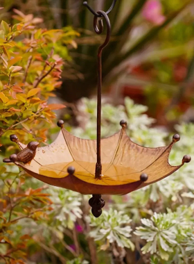 Bird Feeder Tro跨境爆款伞形喂鸟器花园庭院挂件金属工艺品装饰