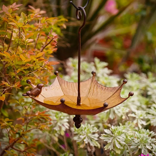 Bird Feeder Tro跨境爆款伞形喂鸟器花园庭院挂件金属工艺品装饰