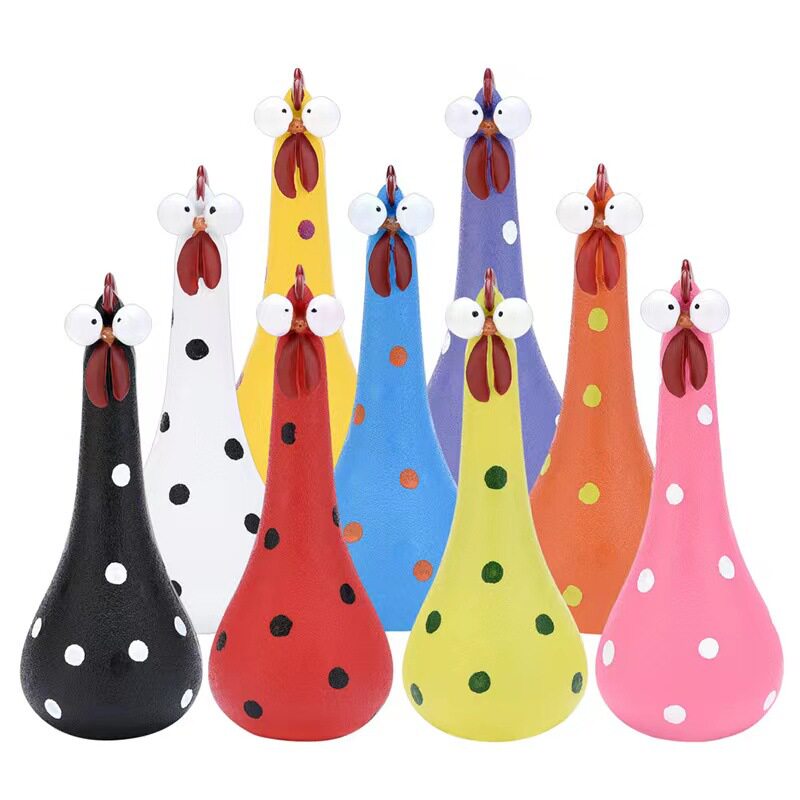 跨境独立站树脂工艺品树脂鸡摆件园林装饰摆件长脖子鸡装饰大母鸡