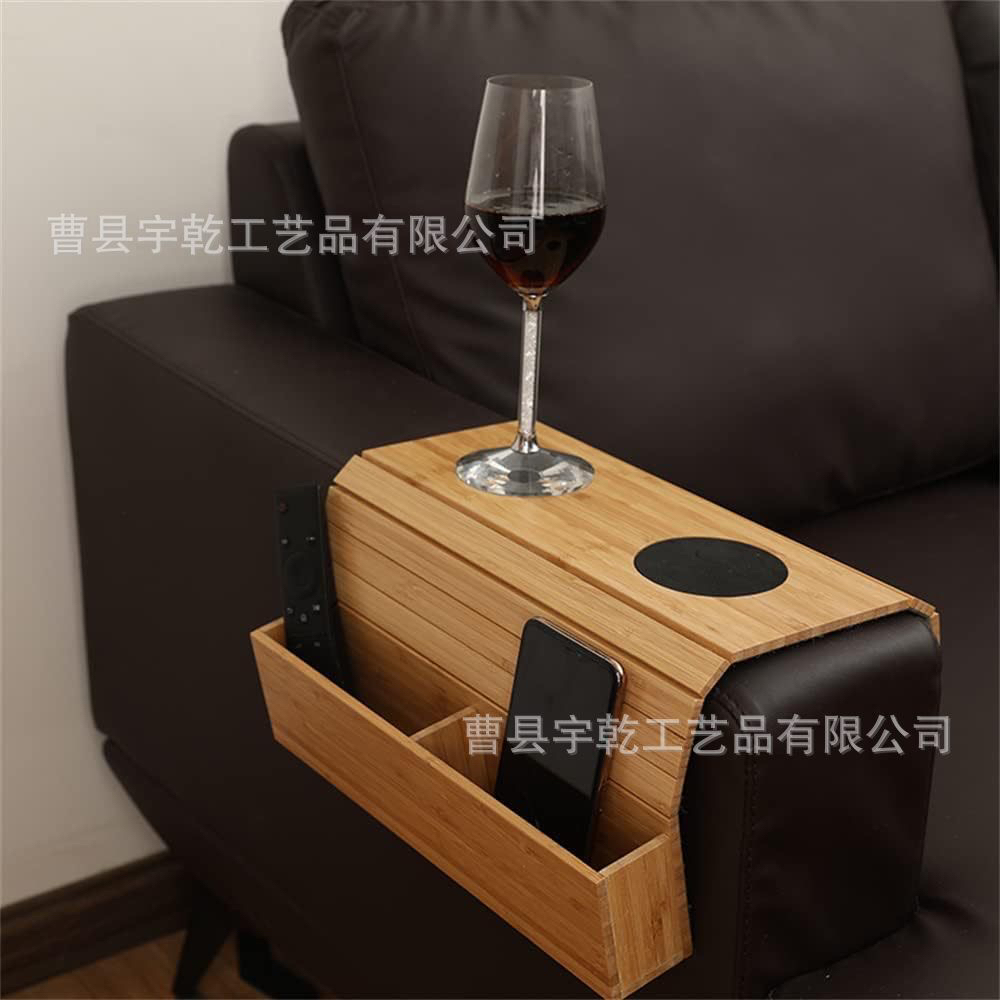 竹木沙发扶手桌木制沙发扶手托盘可折叠沙发壁餐桌竹制沙发臂托