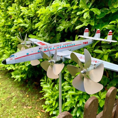 跨境亚马逊户外飞机风向标 Airplane Weathervane 金属飞机花园庭