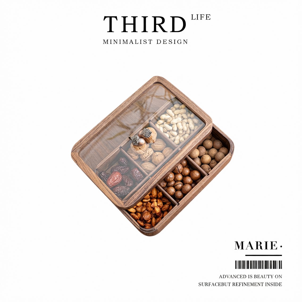 Life's·Marie·新中式轻奢实木收纳盒客厅橡果把手零食果盒|嘉人