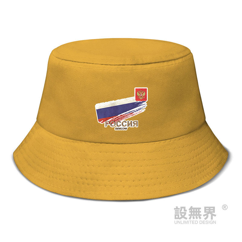 俄罗斯莫斯科国旗标志渔夫帽男女帽子运动夏季太阳帽0010设 无界