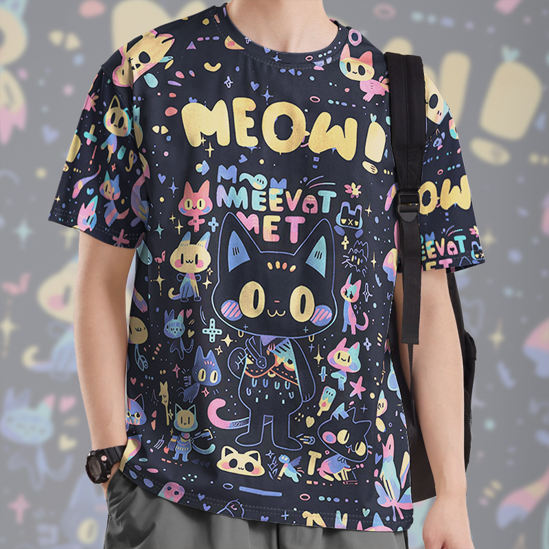 原创涂鸦猫咪凯斯哈林风速干T恤