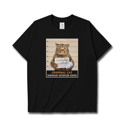 犯罪猫咪自首趣味恶搞ins短袖T恤