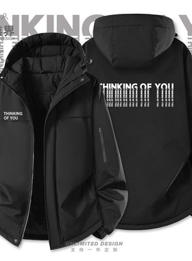 想着你英文歌曲名德州帅大叔KANE文字加厚棉服男女外套冬设 无界