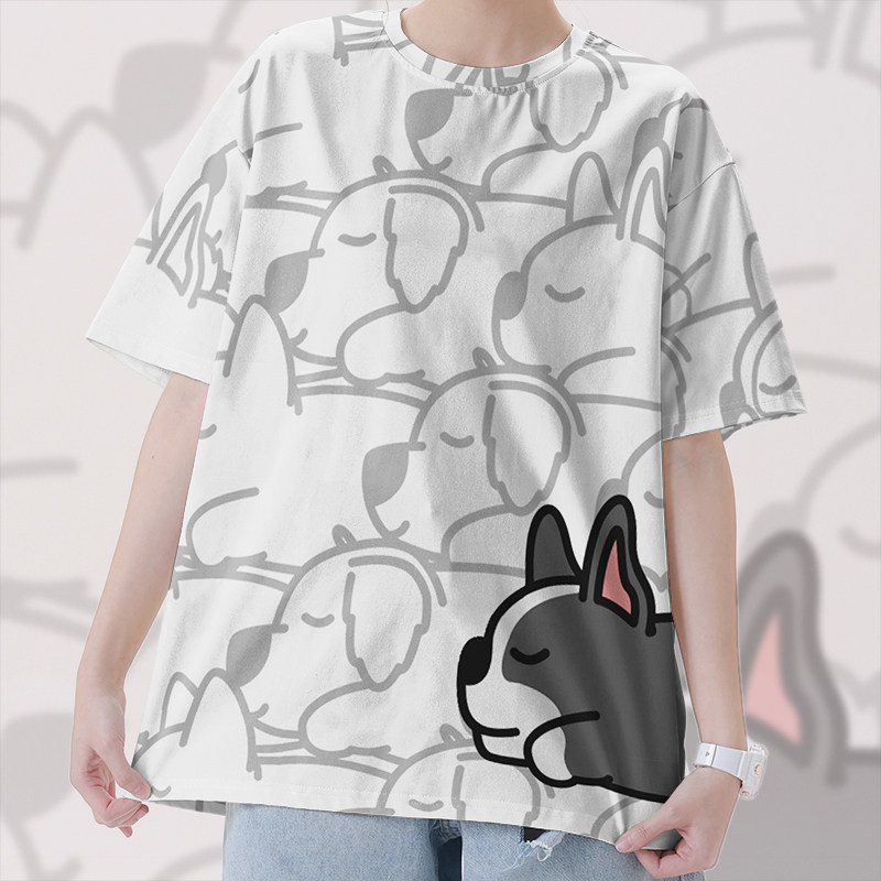 松狮小狗柴犬银狐法斗卡通萌宠创意速干T恤男女衣服潮000F设 无界