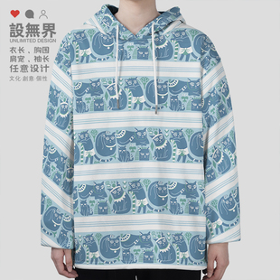 古埃及猫咪法老壁画盖亚安德森猫条纹连帽卫衣男女INS衣服设 无界