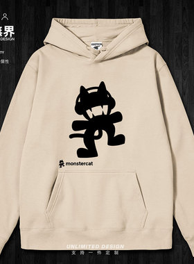 怪兽猫猫厂Monstercat创意欧美风连帽卫衣男女潮衣服春秋设 无界