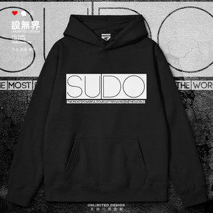 ****员代码 无界 linux系统SUDO语句管理指令创意连帽卫衣男女冬设