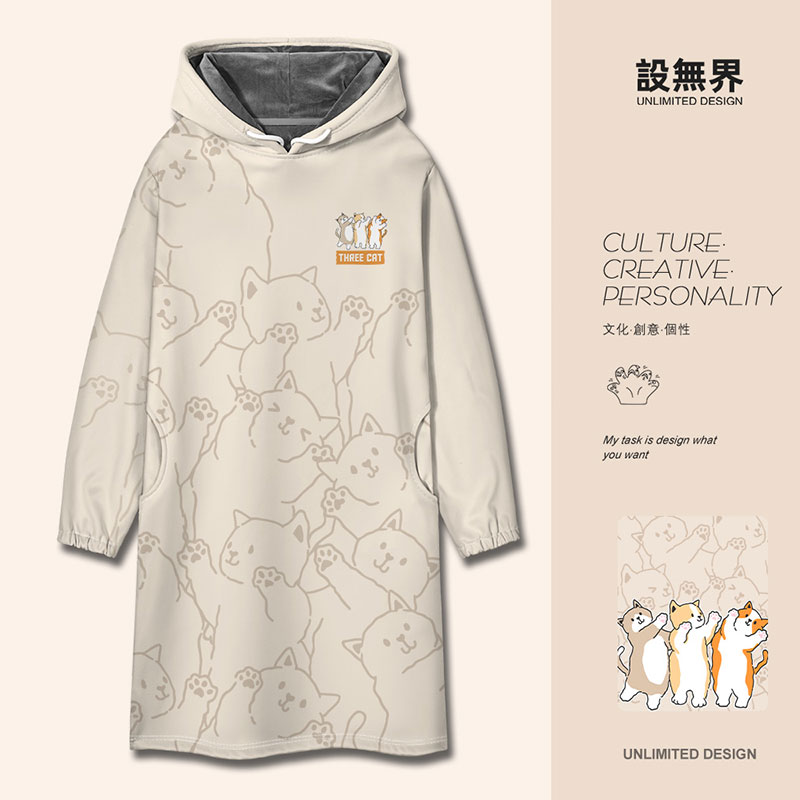 元气猫咪三只小猫可爱萌宠卫衣裙
