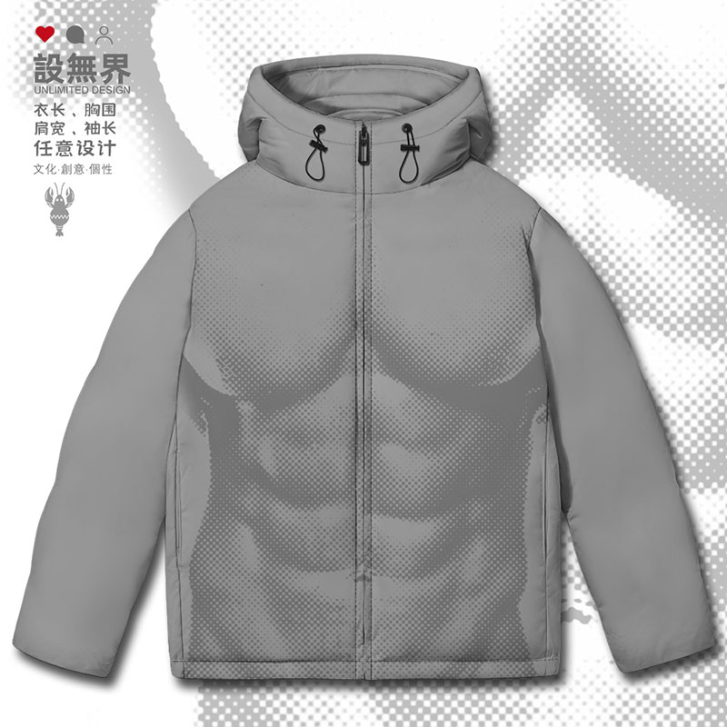 波点肌肉身材腹肌纹理创意羽绒服